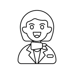 Air Hostess line icon with white background vector stock illustration