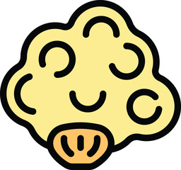 Yellow brain with cerebellum showing intelligence and memory, isolated on a white background
