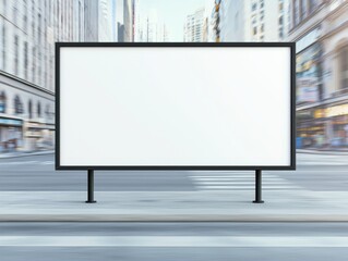 Empty Billboard in Busy City Environment