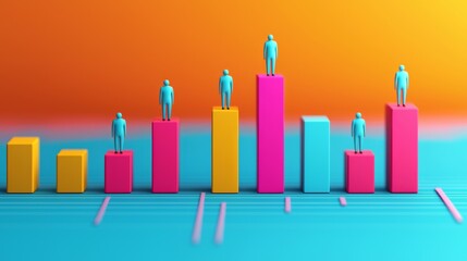 Colorful Analytical Chart with Miniature Figures