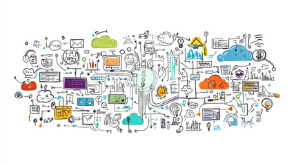 Technology doodles background