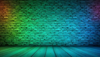 Colorful Neon Brick Wall Texture Gradient Background for a Disco Pub Atmosphere Indoors