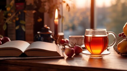 Cozy Autumn Afternoon with Tea and a Book