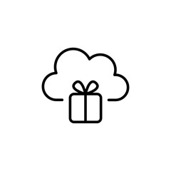 Cloud gift outline icons, minimalist vector illustration ,simple transparent graphic element .Isolated on white background