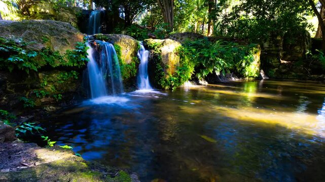 4k Timelapse of John Oldham Waterfall, running water, beautiful nature, Perth City Western Australia