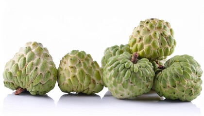 Obraz premium Custard apple on white background. Custard apple Fruit Isolated.