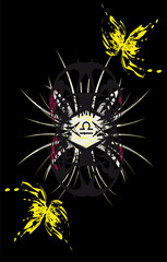 Tarot cards - back design. Libra astrological sign. Tarot background