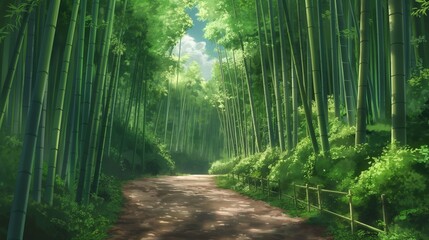 Obraz premium landscape forrest of anime background, can use for wallpaper