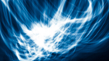 blue and white lines of light on a black background