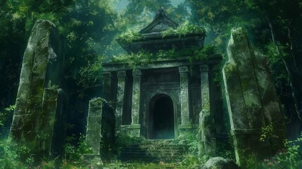 landscape forrest of anime background, can use for wallpaper