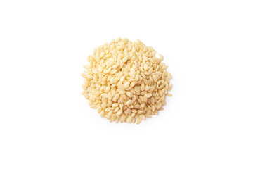 White sesame seeds isolated on white background