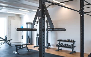 Fototapeta premium Close-up of a pull-up bar in a gym.