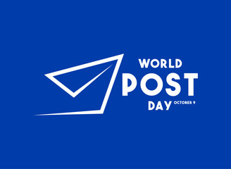 World Post Day. October 9. Blue background.