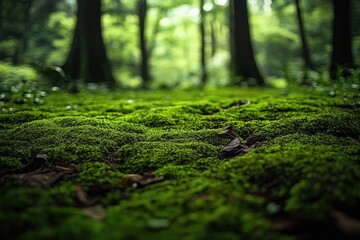 Lush Mossy Forest Ground with Soft Light