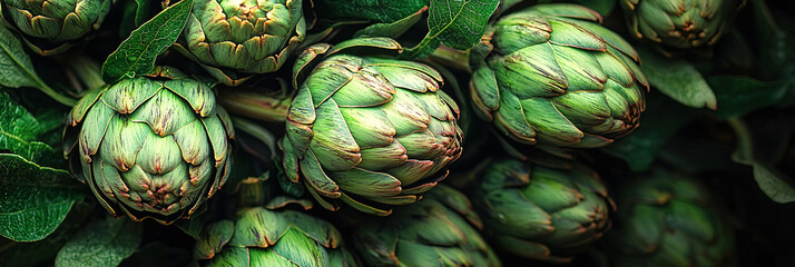 Fototapeta premium close up of artichokes, full frame, food advertising