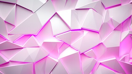Abstract pink and white geometric background of glowing 3d polygonal shapes. Modern and futuristic design for digital and technology concepts.