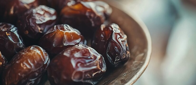 Closeup of Dates on a Plate