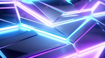 Abstract Geometric Neon Pattern with Glowing Purple and Blue Lines
