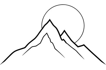 Serene Mountain Scene with Rising Full Moon Vector Artwork
