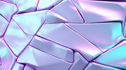 Obraz premium Abstract iridescent holographic background with 3D geometric shapes, iridescent colors and a metallic sheen