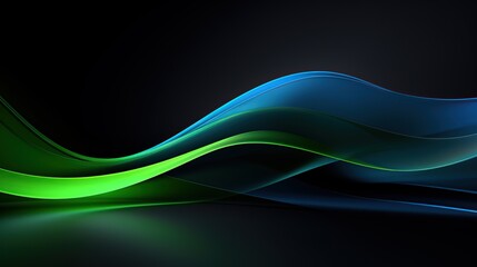 Naklejka premium Abstract Green and Blue Wave on Black Background