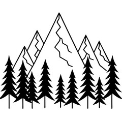 Obraz premium Majestic Pine Forest Vector Illustration Embracing Nature’s Beauty 