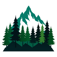 Obraz premium Enchanting Pine Trees Vector Illustration in a Thick Forest Landscape 