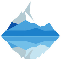 Explore a Clear Reflection of a Snow Capped Mountain Depicted in Vivid Vector Illustration
