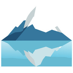 Experience the Beauty of a Clear Reflection of a Snow Capped Mountain in Vector Art
