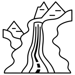 Enchanting Mountain Waterfall in a Beautiful Vector Illustration Design
