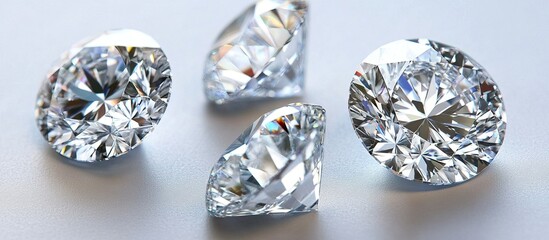 Sparkling Diamonds on a White Background