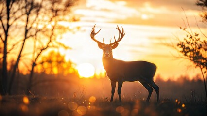 Whitetail Buck Silhouette at Sunset: Majestic Silhouette of a Whitetail Buck Against a Vibrant Fall Sunset Background






4o


