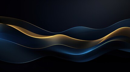 Fototapeta premium Abstract Blue and Gold Waves on Dark Background, Dynamic Lines for Technology, Music, and Luxury Design