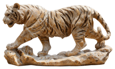 PNG  Majestic tiger stone sculpture