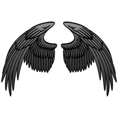 Black Wings Angels Bird Wing Illustration Drawing 