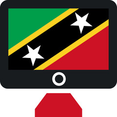 SAINT KITTS & NEVIS Flag On Monitor