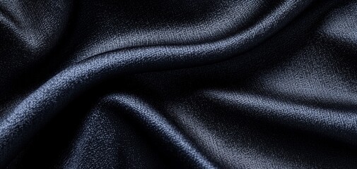 A close-up of luxurious dark fabric, shimmering with a subtle sparkle, showcasing smooth curves and rich texture.