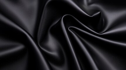Obraz premium A close-up view of luxurious, shimmering black fabric, showcasing its smooth texture and elegant folds.
