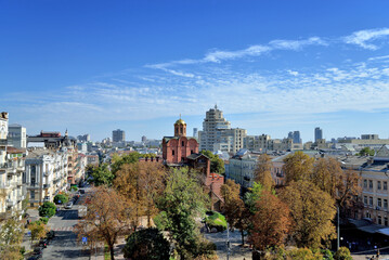 Golden Gate Monument in Kyiv, Ukraine, Aerial general scale view, summer 2024