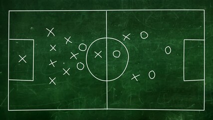 Whiteboard Soccer trainer explaining match tactics to soccer team. - Powered by Adobe