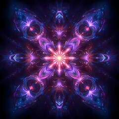 Abstract Fractal Pattern in Glowing Neon Colors