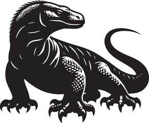 Komodo Dragon logo silhouette vector black and white