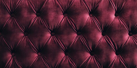 Fototapeta premium Elegant tufted upholstery in deep burgundy hue, perfect for luxury interiors and stylish decorating inspiration.