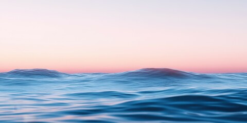 Fototapeta premium Serene ocean waves gently rolling under a pastel sunset sky. A tranquil moment captured in nature's beauty.