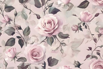 Illustration for background, postcards in vintage style with flowers, bows. Retro style