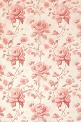 Illustration for background, postcards in vintage style with flowers, bows. Retro style