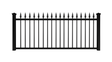 Aluminum black fence isolated on transparent background, , clipping paths for design and decoration