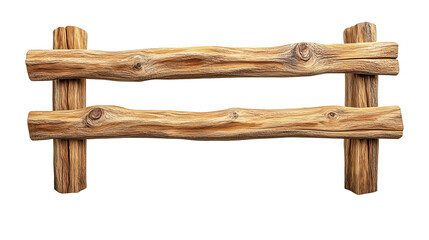 Split rail wooden fence isolated on transparent background, , clipping paths for design and decoration
