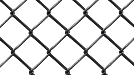  black chain wire link fence pattern isolated on transparent background, , clipping paths for design and decoration