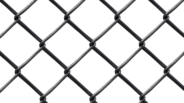  black chain wire link fence pattern isolated on transparent background, , clipping paths for design and decoration